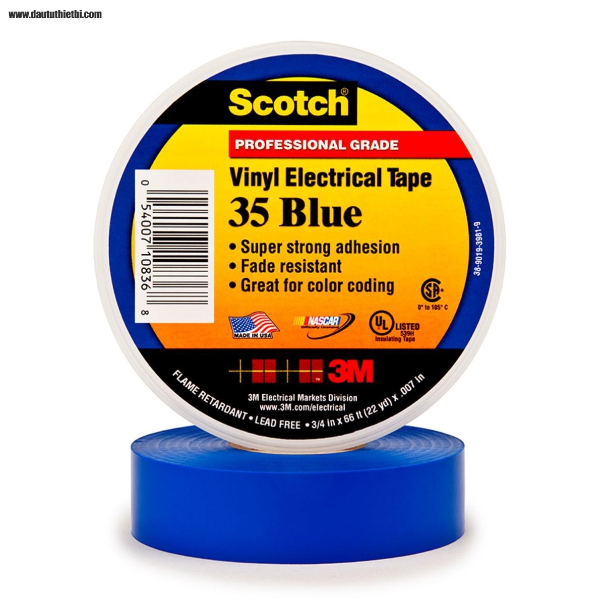 Băng dính cách điện 3M SCOTCH 35 màu xanh blue kích thước rộng 19 mm dài 20 mét